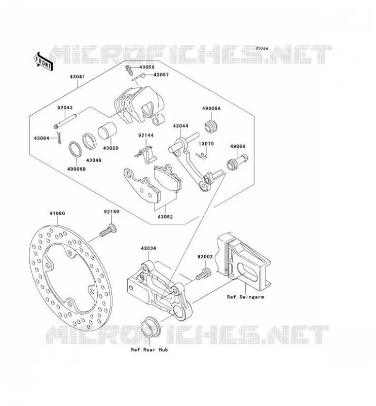 FREIN ARRIERE Kawasaki MOTOS 900 2003 NINJA ZX-9R  ZX900-F2H