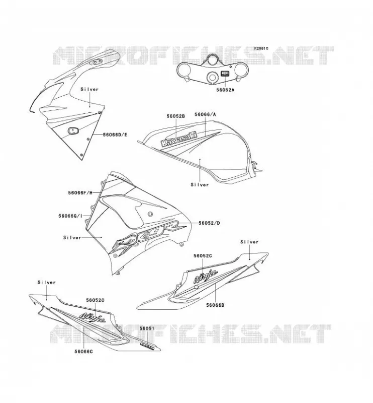 DECALS(SILVER) Kawasaki MOTOS 900 2003 NINJA ZX-9R  ZX900-F2P