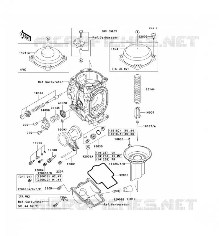PI&Egrave;CES DE CARBURATEUR Kawasaki MOTOS 900 2003 NINJA ZX-9R  ZX900-F2P