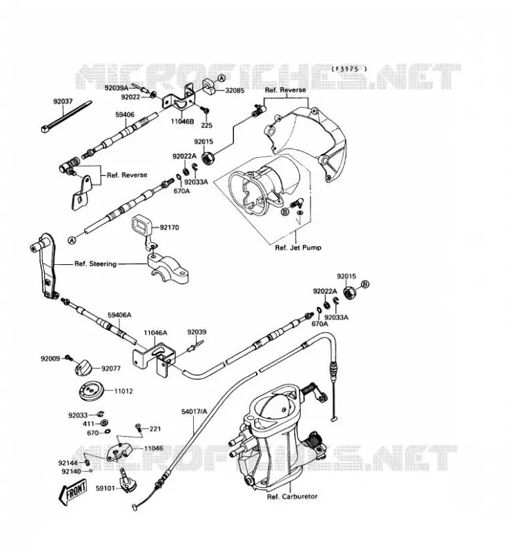 CABLES Kawasaki JET SKI 650 1990 JET MATE  JB650-A2