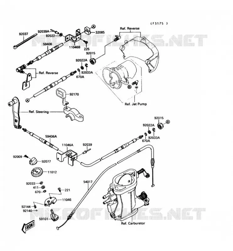 CABLES Kawasaki JET SKI 650 1990 JET MATE  JB650-A2