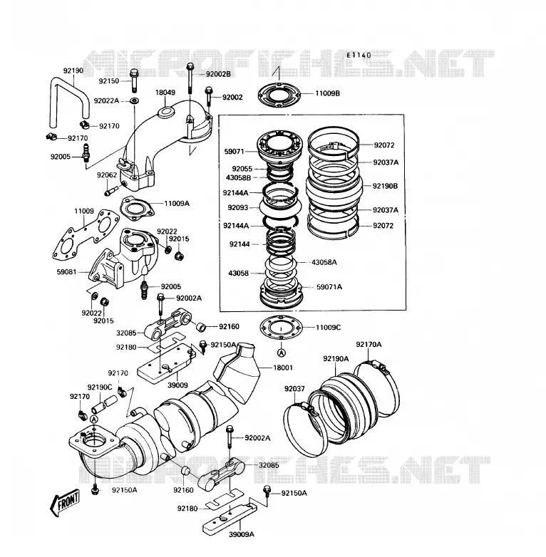 &Eacute;CHAPPEMENT Kawasaki JET SKI 650 1990 JET SKI TS  JF650-B2