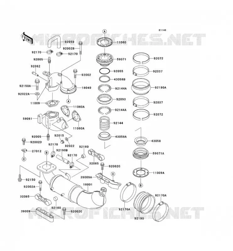 &Eacute;CHAPPEMENT Kawasaki JET SKI 650 1993 JET SKI SC  JL650-A3