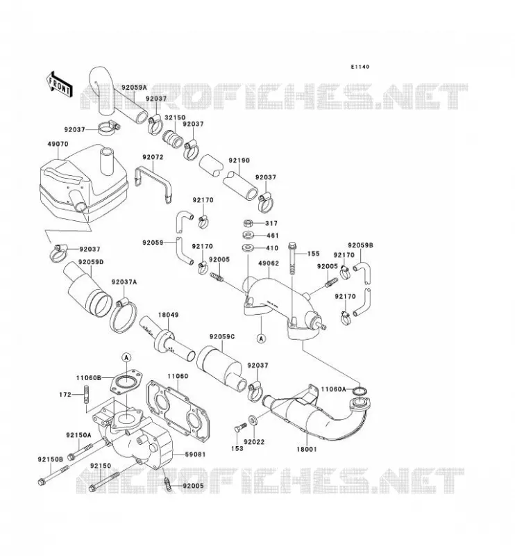 &Eacute;CHAPPEMENT Kawasaki JET SKI 440 1992 JET SKI 440  JS440-A16