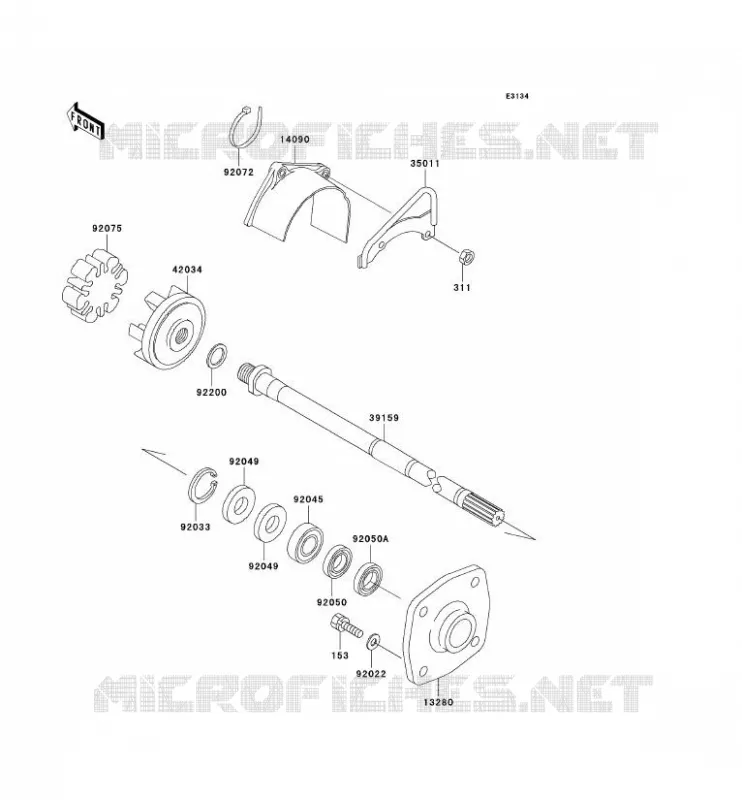 ARBRE DE TRANSMISSION Kawasaki JET SKI 800 2005 JET SKI 800 SX-R  JS800-A3