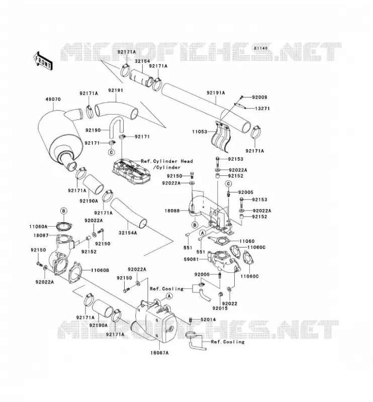&Eacute;CHAPPEMENT Kawasaki JET SKI 800 2008 JET SKI 800 SX-R  JS800A8F