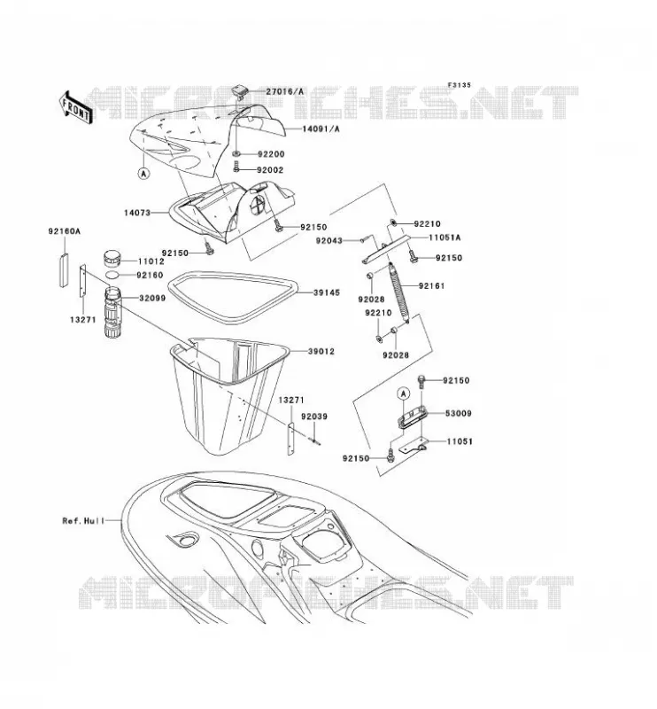 PIECE COQUE AV Kawasaki JET SKI 1200 2003 JET SKI 1200 STX-R  JT1200-A2