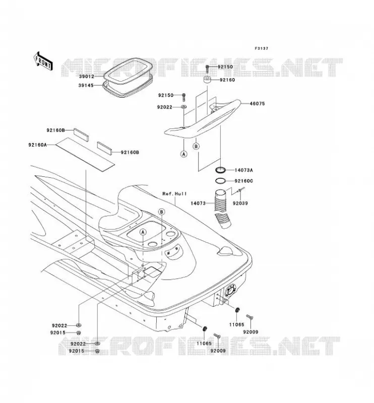 PIECE COQUE AR Kawasaki JET SKI 1200 2003 JET SKI 1200 STX-R  JT1200-A2