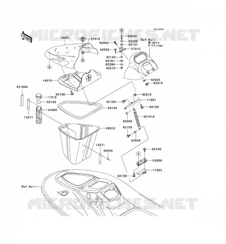 PIECE COQUE AV Kawasaki JET SKI 1200 2005 JET SKI 1200 STX-R  JT1200-C2