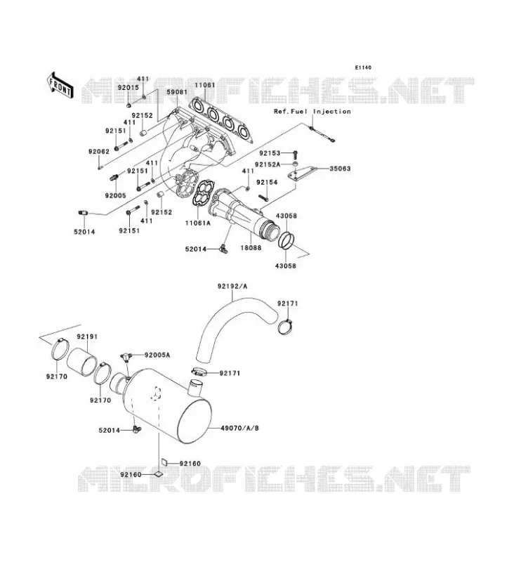 &Eacute;CHAPPEMENT Kawasaki JET SKI 1500 2013 JET SKI STX-15F  JT1500ADF