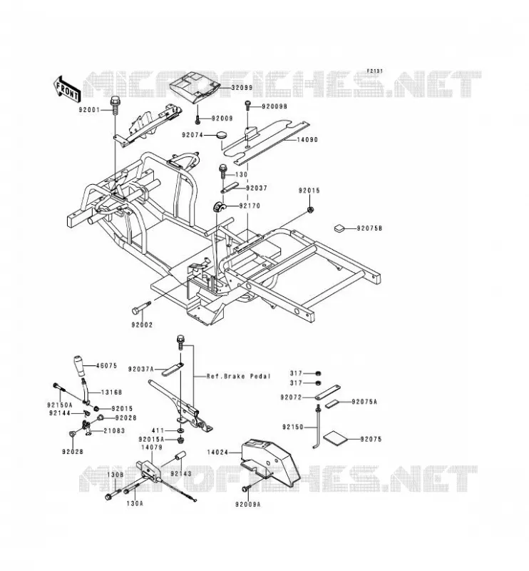 PIECE DE CADRE (COUVERTURE) Kawasaki SSV 300 1996 MULE 500  KAF300-B2