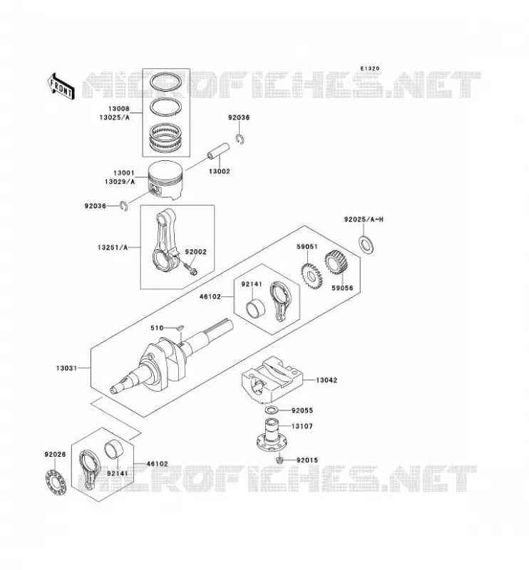 VILEBREQUIN/PISTON Kawasaki SSV 300 1998 MULE 550  KAF300-C2