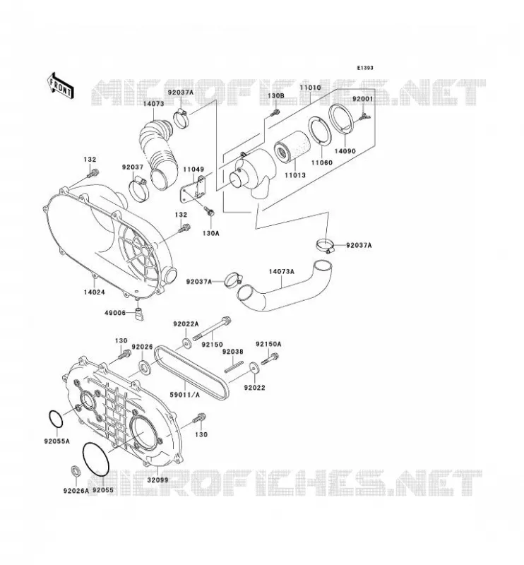 COUVERCLE CONVERTISSEUR/COURROIE Kawasaki SSV 300 no_year MULE 550  KAF300-C3
