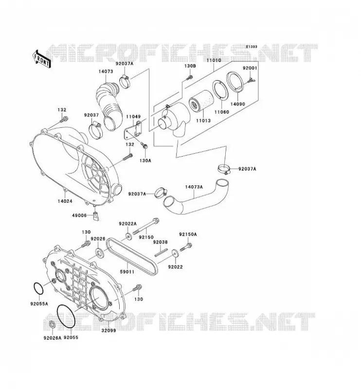 COUVERCLE CONVERTISSEUR/COURROIE Kawasaki SSV 300 2004 MULE 550  KAF300-C7