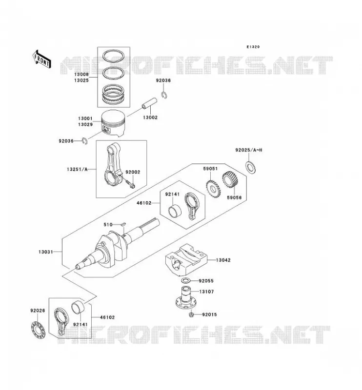 VILEBREQUIN/PISTON Kawasaki SSV 300 2004 MULE 550  KAF300-C7