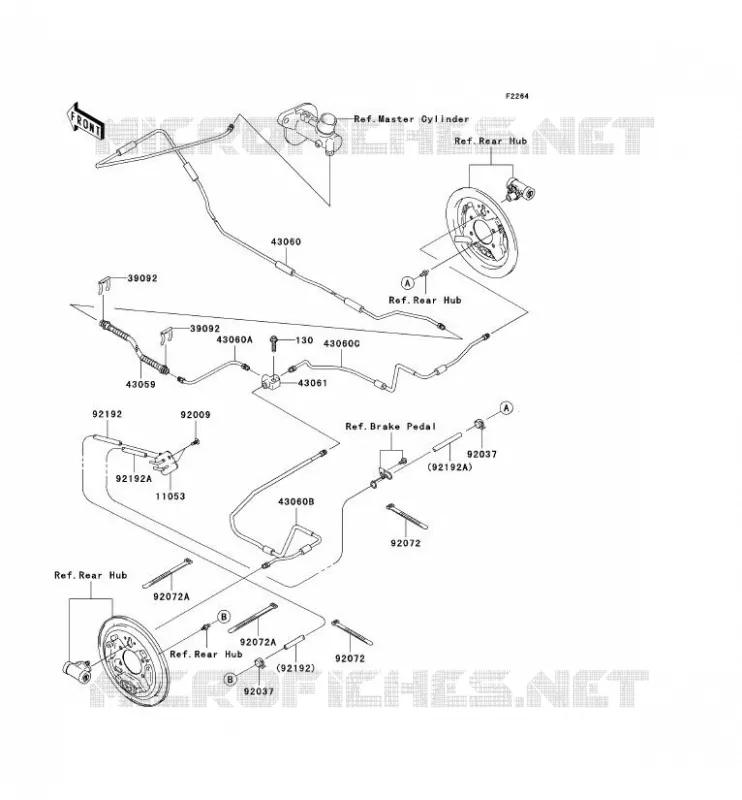 FLEXIBLE DE FREIN ARRIERE Kawasaki SSV 400 2005 MULE 610 4X4  KAF400-A1