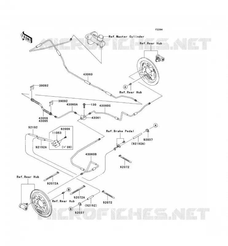FLEXIBLE DE FREIN ARRIERE Kawasaki SSV 400 2006 MULE 610 4X4  KAF400A6F