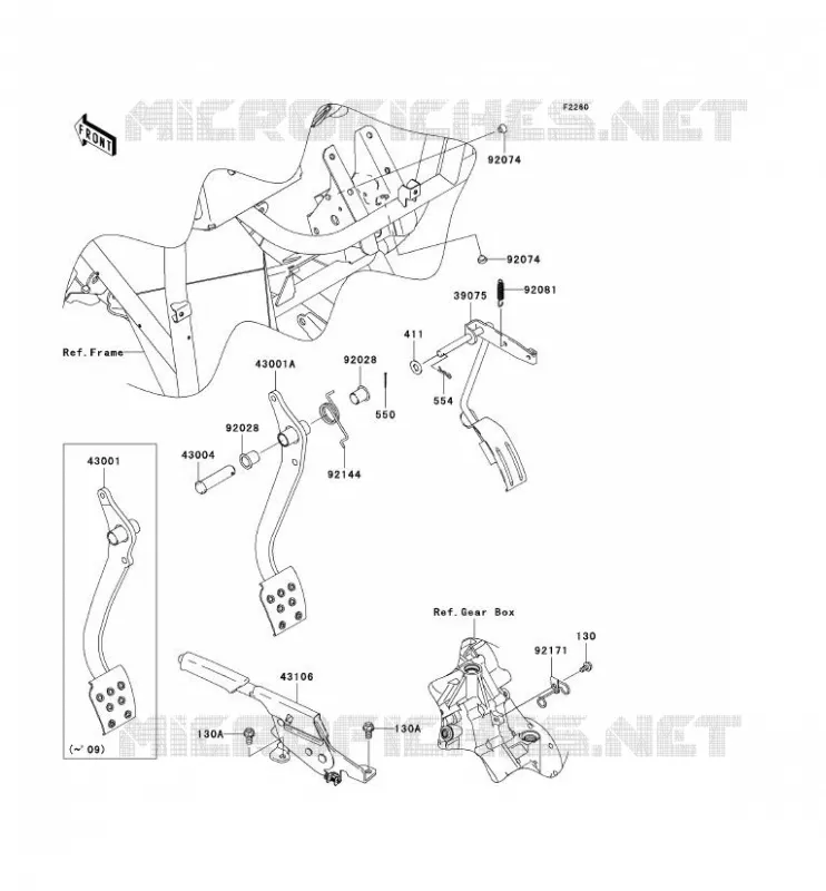 PEDALE DE FREIN/LEVIER ACCELERATEUR Kawasaki SSV 400 2006 MULE 610 4X4  KAF400A6F
