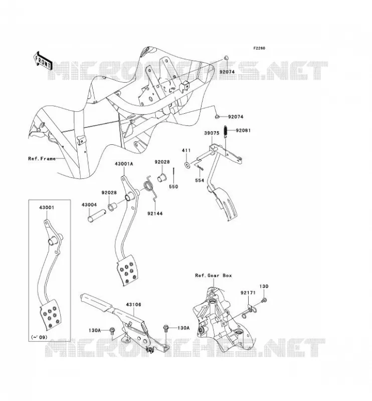PEDALE DE FREIN/LEVIER ACCELERATEUR Kawasaki SSV 400 2007 MULE 610 4X4  KAF400A7F