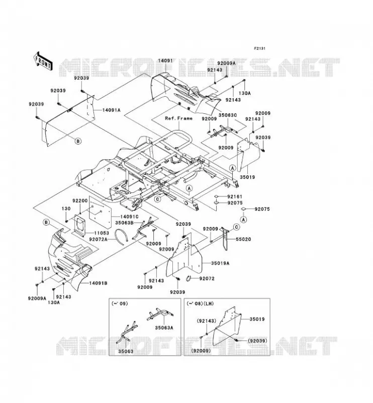 PIECE DE CADRE(ARRI&Egrave;RE) Kawasaki SSV 400 2008 MULE 610 4X4  KAF400A8F