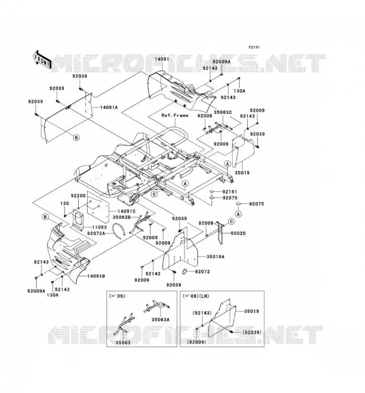PIECE DE CADRE(ARRI&Egrave;RE) Kawasaki SSV 400 2008 MULE 610 4X4  KAF400A8F