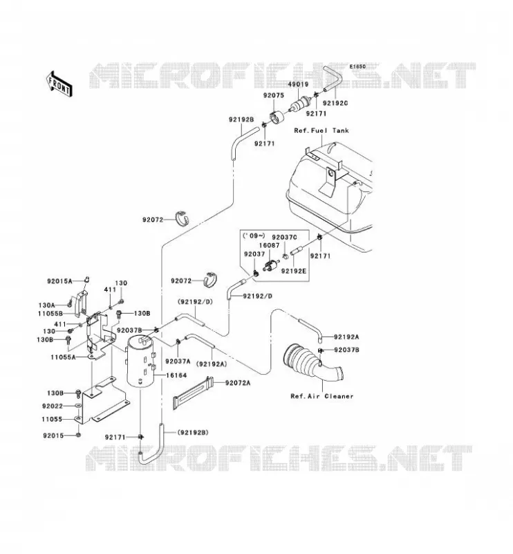 SYSTEME D'EVAPORATION CARBURANT(CA) Kawasaki SSV 400 2009 MULE 610 4X4  KAF400A9F