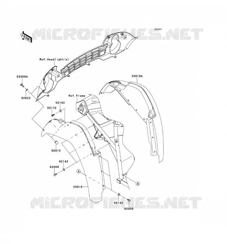 GARDE BOUE AVANT Kawasaki SSV 400 2012 MULE 610 4X4  KAF400ACF