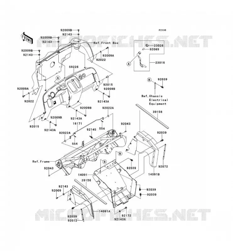 PIECE DE CADRE(AVANT) Kawasaki SSV 400 2012 MULE 610 4X4  KAF400ACF
