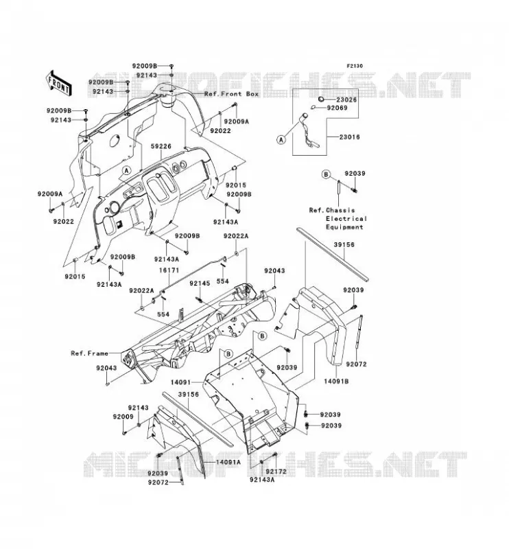 PIECE DE CADRE(AVANT) Kawasaki SSV 400 2013 MULE 610 4X4  KAF400ADF