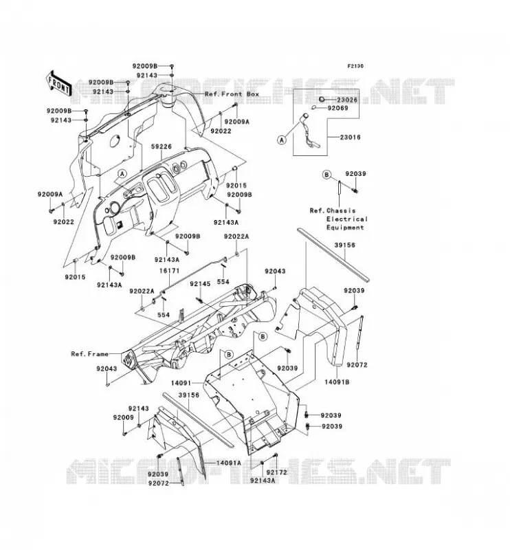PIECE DE CADRE(AVANT) Kawasaki SSV 400 2013 MULE 610 4X4  KAF400ADF