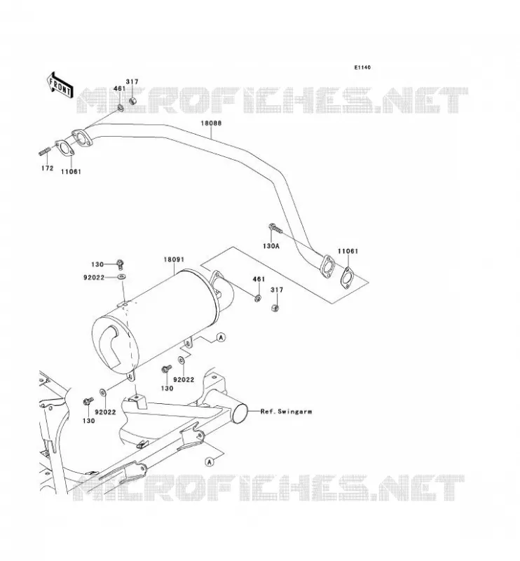&Eacute;CHAPPEMENT Kawasaki SSV 400 2014 MULE 610 4X4  KAF400AEF