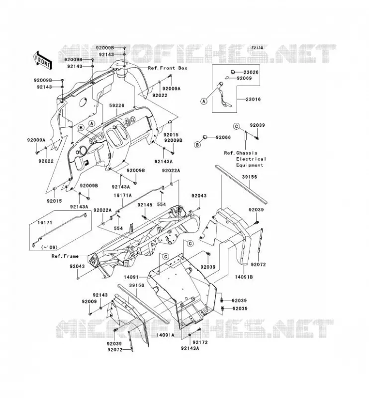 PIECE DE CADRE(AVANT) Kawasaki SSV 400 2006 MULE 600  KAF400B6F