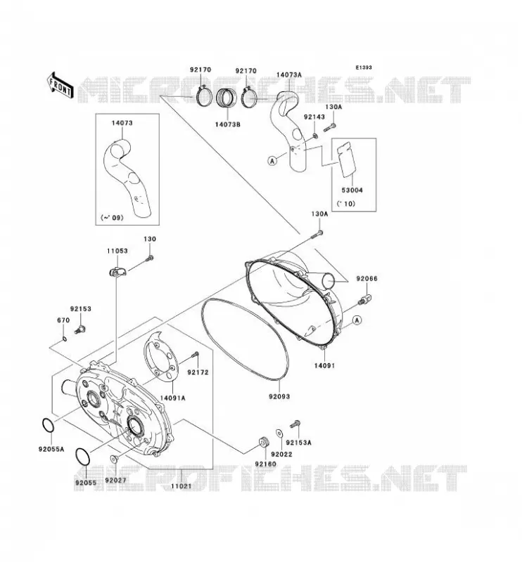 COUVERCLE CONVERTISSEUR Kawasaki SSV 400 2008 MULE 600  KAF400B8F