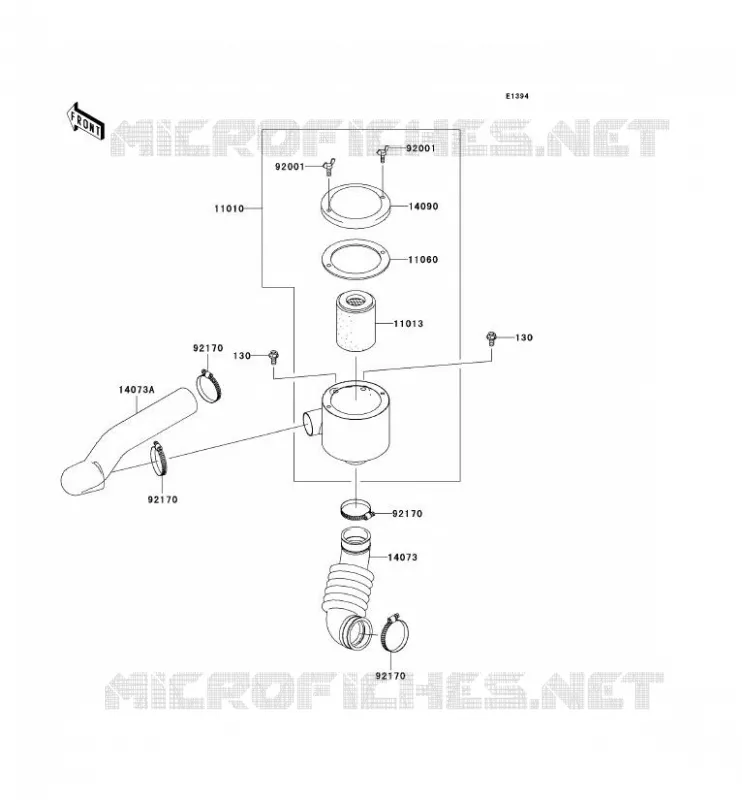 FILTRE A AIR - CONVERTISSEUR Kawasaki SSV 400 2008 MULE 600  KAF400B8F