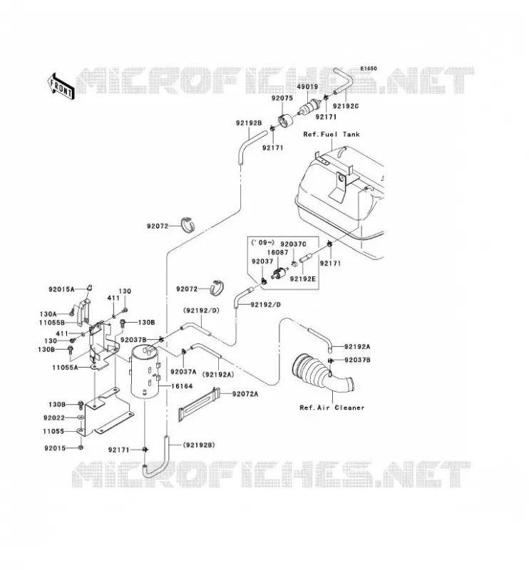 SYSTEME D'EVAPORATION CARBURANT(CA) Kawasaki SSV 400 2008 MULE 600  KAF400B8F