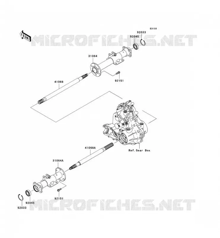 AXE ARRI&Egrave;RE Kawasaki SSV 400 2009 MULE 600  KAF400B9F