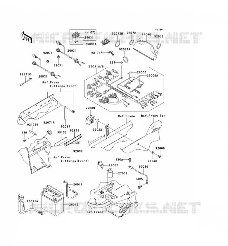 CHASSIS EQUIPMENT ELECTRIQUE Kawasaki SSV 400 2009 MULE 600  KAF400B9F