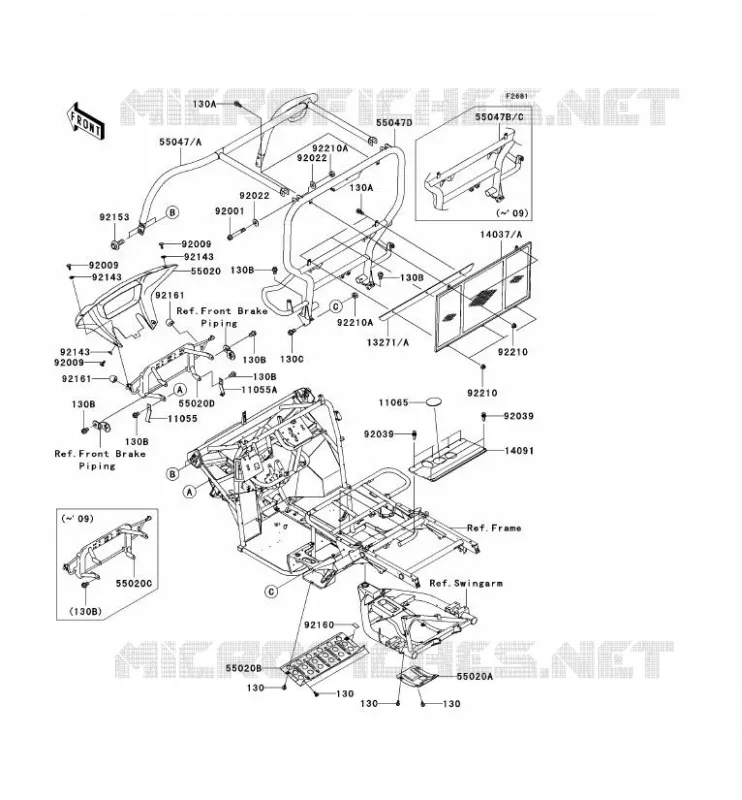PROTECTION/CHASSIS CAB Kawasaki SSV 400 2009 MULE 600  KAF400B9F