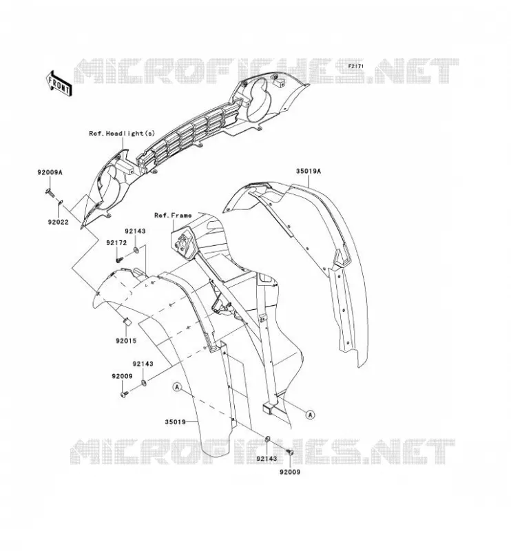 GARDE BOUE AVANT Kawasaki SSV 400 2009 MULE 600  KAF400B9F