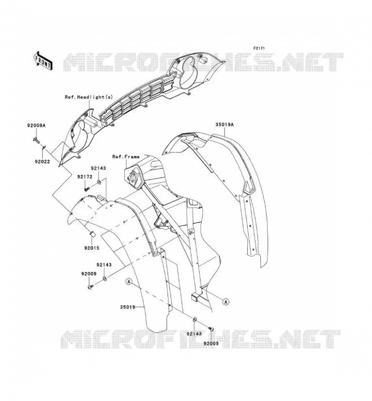 GARDE BOUE AVANT Kawasaki SSV 400 2010 MULE 600  KAF400BAF