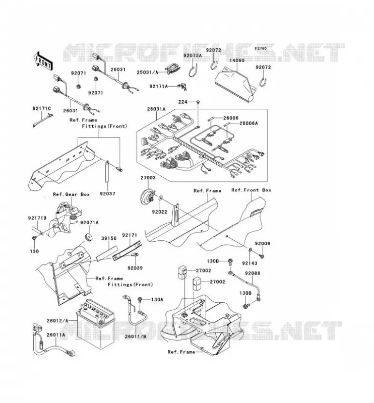 CHASSIS EQUIPMENT ELECTRIQUE Kawasaki SSV 400 2014 MULE 600  KAF400BEF