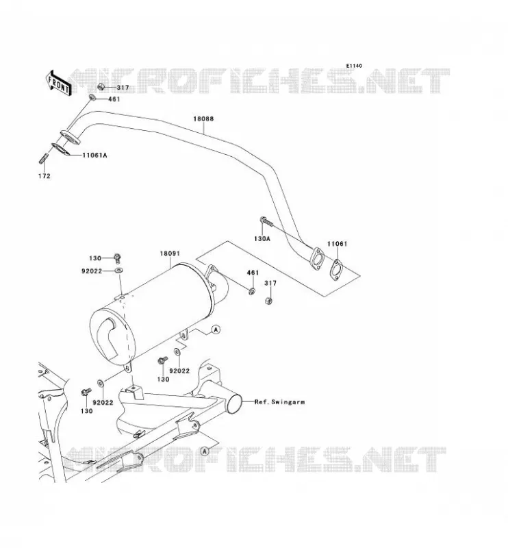 &Eacute;CHAPPEMENT Kawasaki SSV 400 2014 MULE 600  KAF400BEF