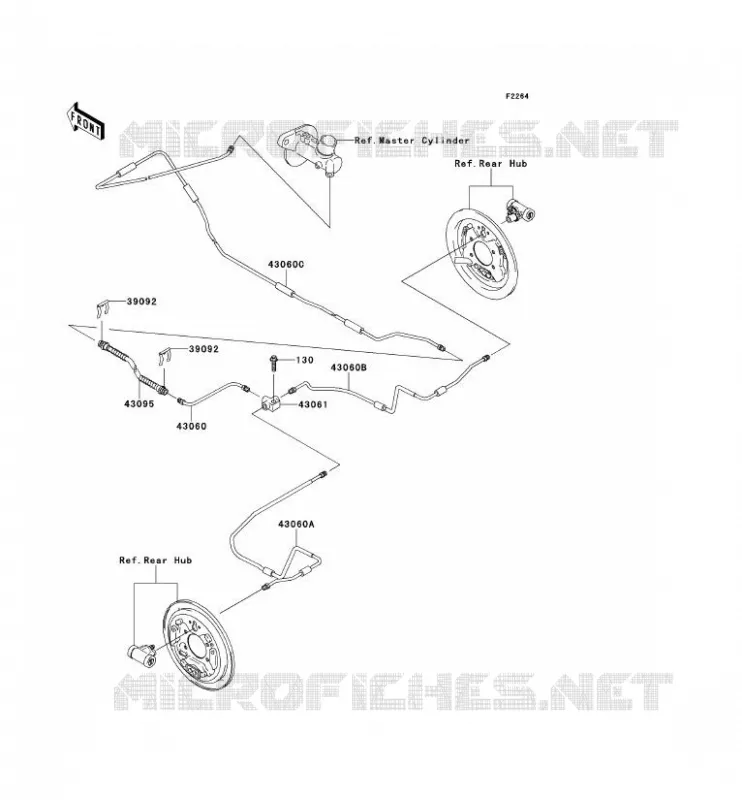 FLEXIBLE DE FREIN ARRIERE Kawasaki SSV 400 2014 MULE 600  KAF400BEF