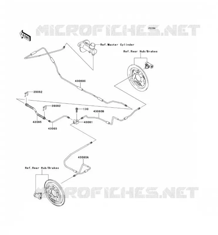 FLEXIBLE DE FREIN ARRIERE Kawasaki SSV 400 2014 MULE 600  KAF400BEF