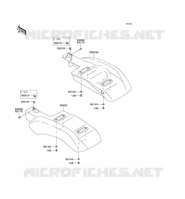 GARDE BOUE ARRI&Egrave;RE Kawasaki SSV 400 2014 MULE 600  KAF400BEF