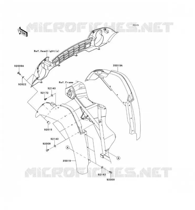 GARDE BOUE AVANT Kawasaki SSV 400 2015 MULE 600  KAF400BFF