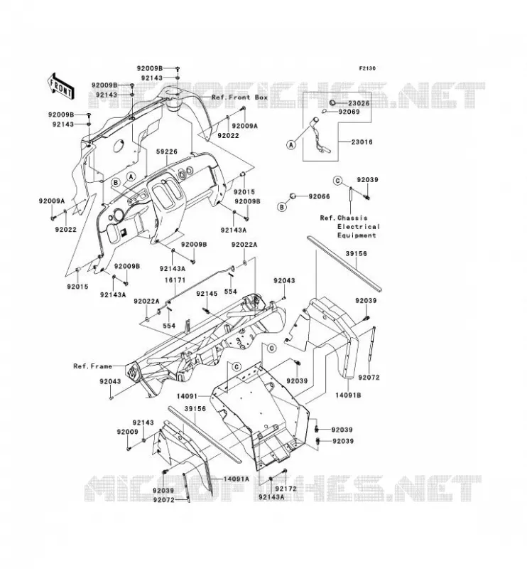 PIECE DE CADRE(AVANT) Kawasaki SSV 400 2015 MULE 600  KAF400BFF