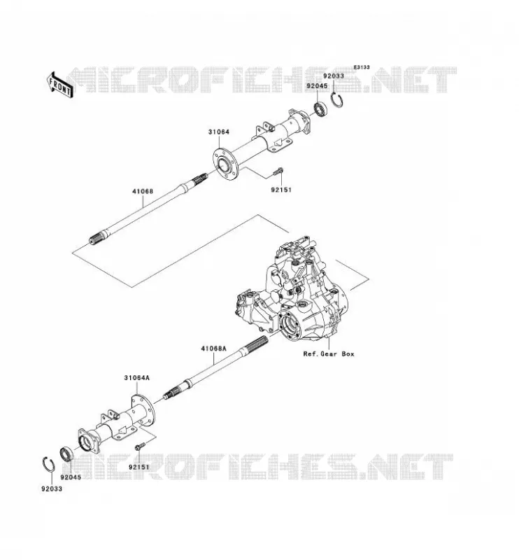 AXE ARRI&Egrave;RE Kawasaki SSV 400 2005 MULE 610 4X4  KAF400-C1