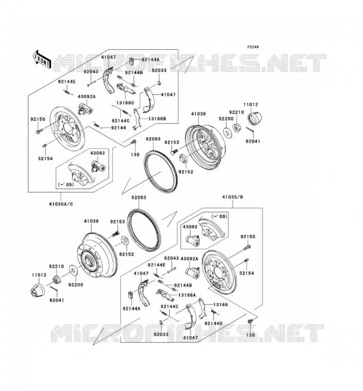 MOYEU ARRIERE/FREIN Kawasaki SSV 400 2007 MULE 610 4X4  KAF400C7F