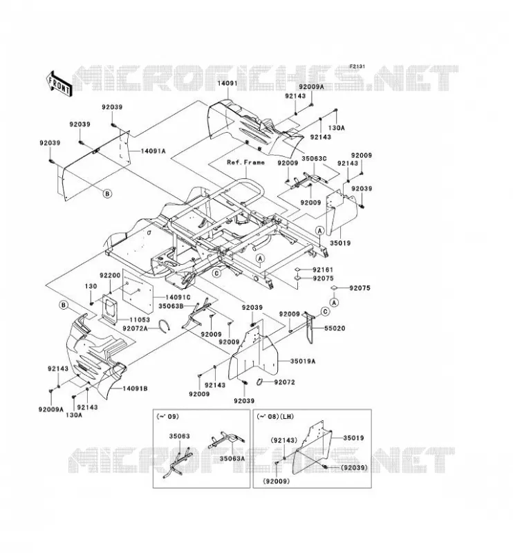PIECE DE CADRE(ARRI&Egrave;RE) Kawasaki SSV 400 2008 MULE 610 4X4  KAF400C8F